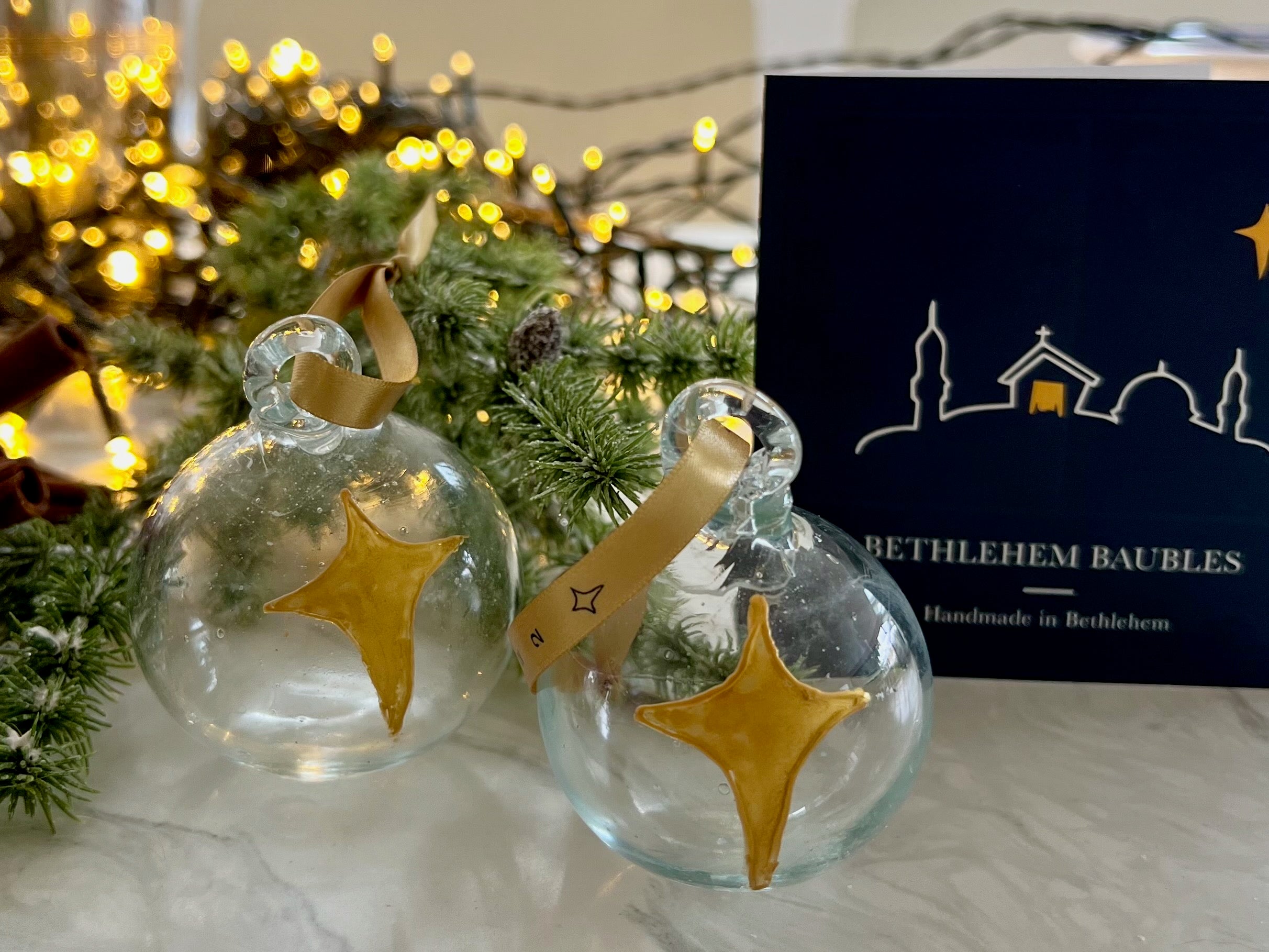 Clear Bauble with Gold Star