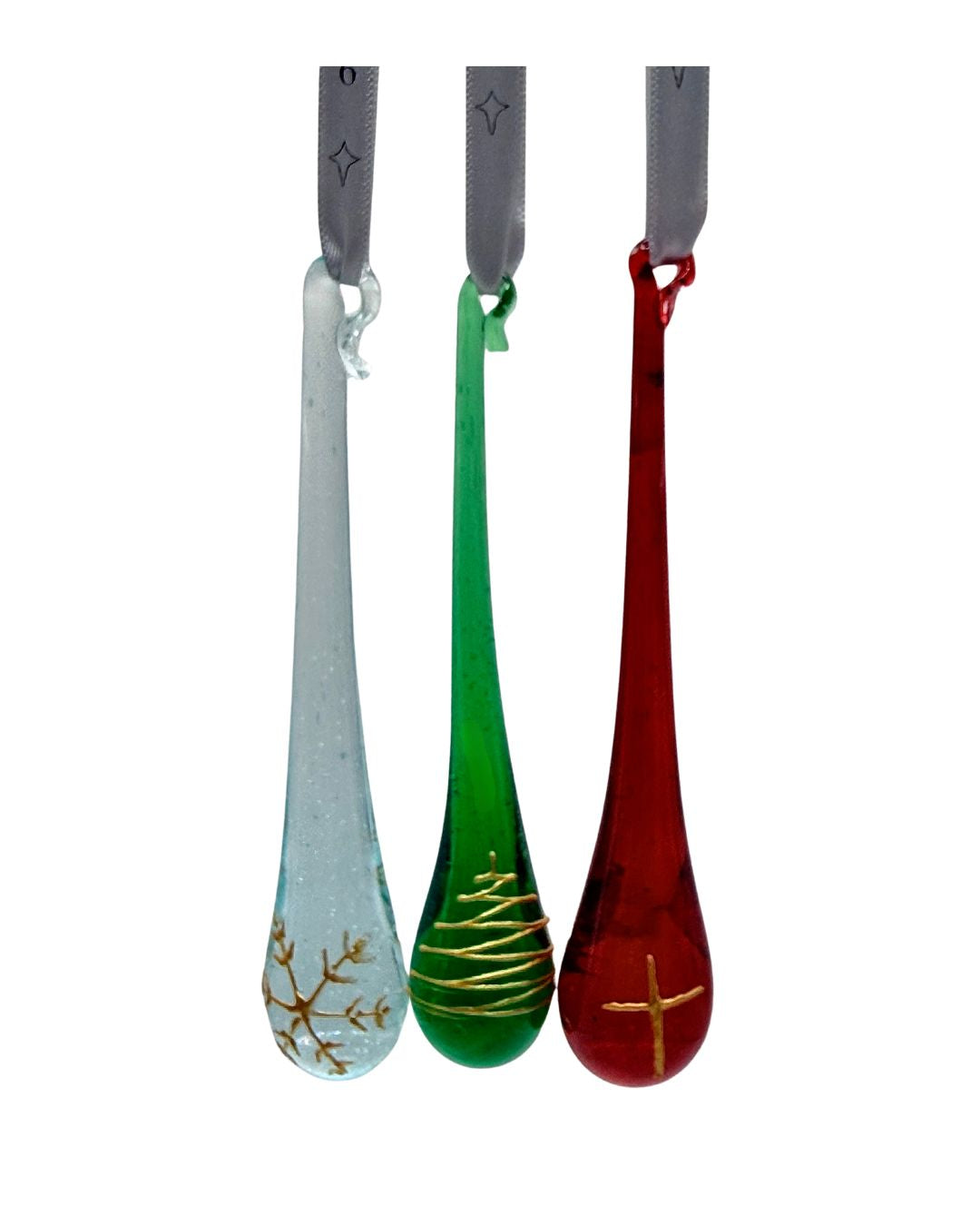 2026 Green with Golden Tree Tear Drop Bauble