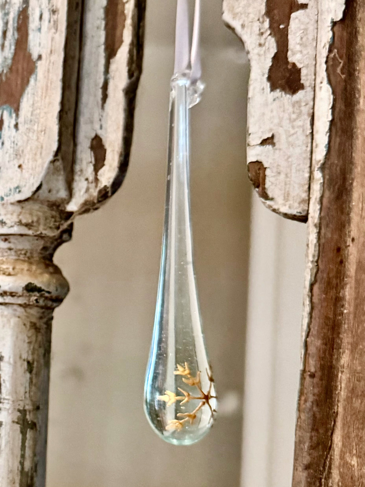 2026 Clear with Gold Snowflake Tear Drop