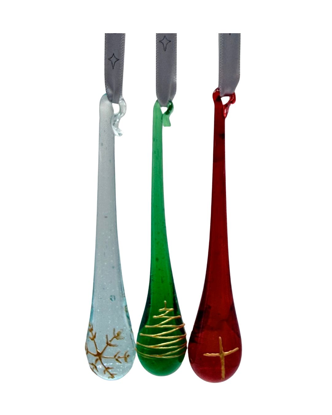 2026 Clear with Gold Snowflake Tear Drop