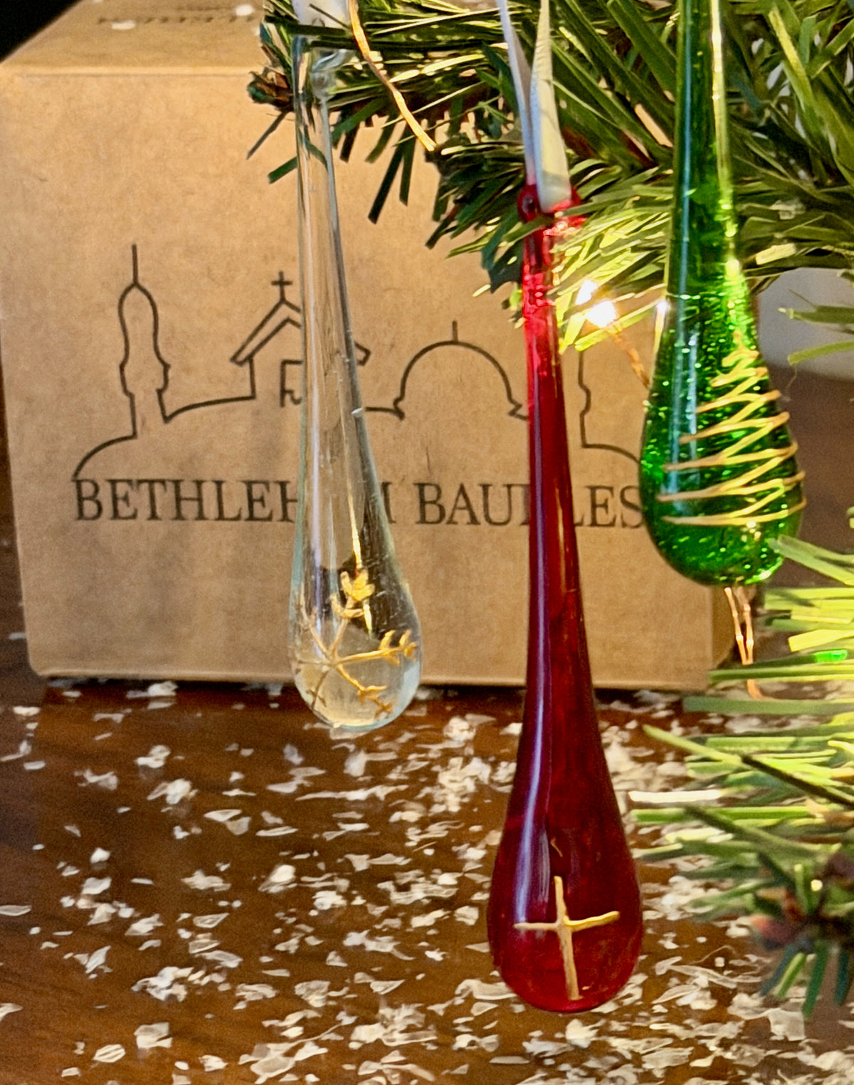 2026 Clear with Gold Snowflake Tear Drop