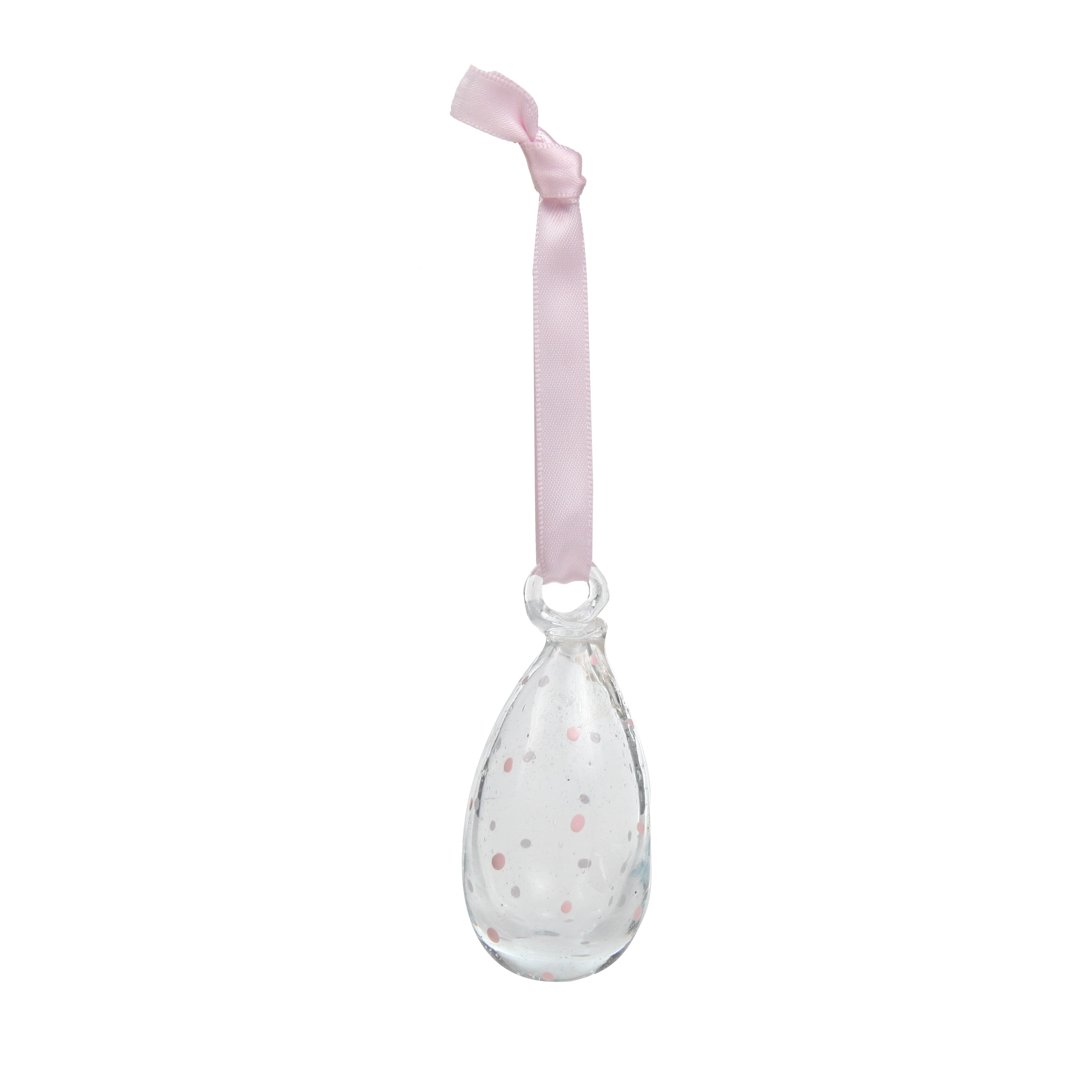 Bethlehem Baubles clear recycled glass Easter Duo Decorations painted with yellow, green and pink spots