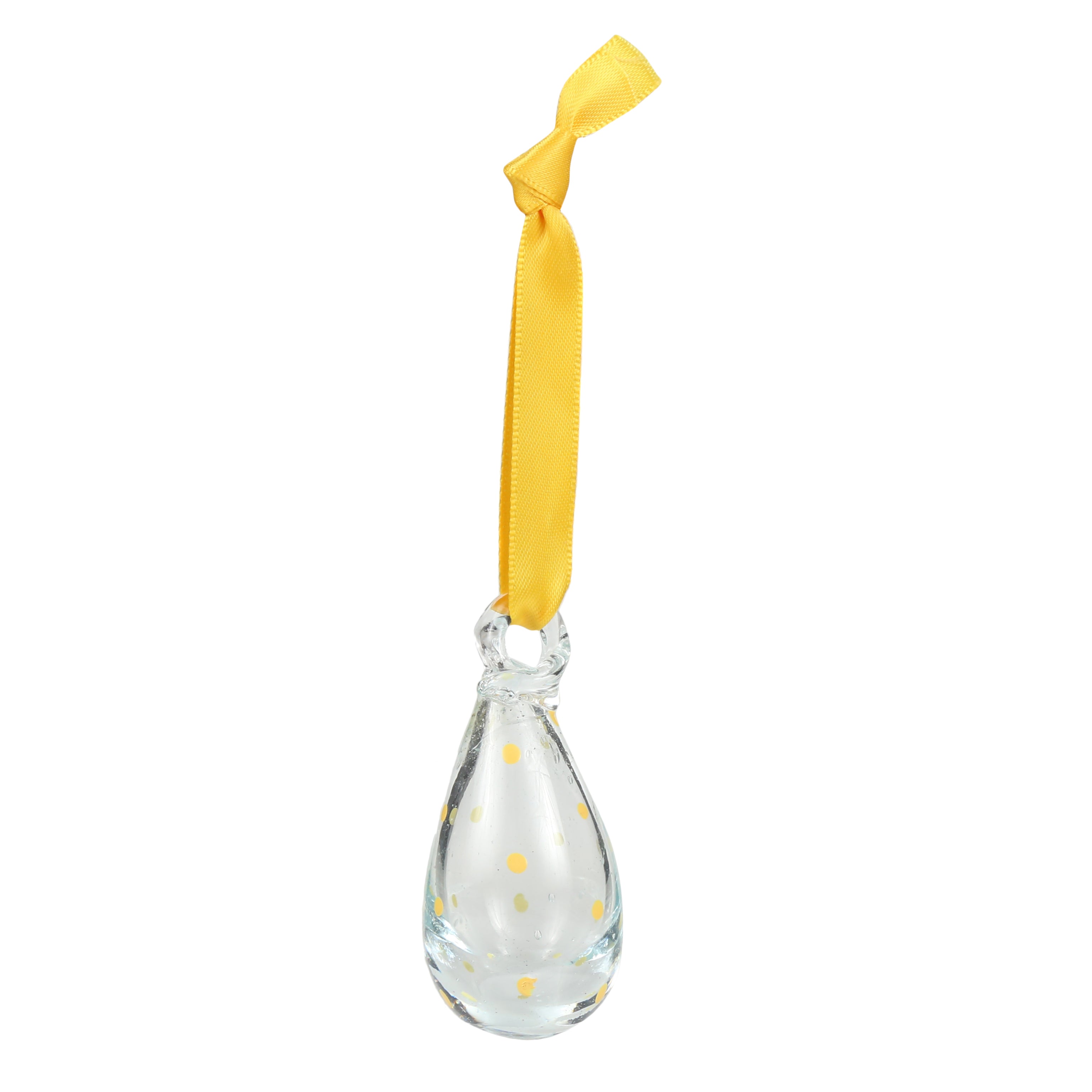 Bethlehem Baubles clear recycled glass Easter Duo Decorations painted with yellow, green and pink spots